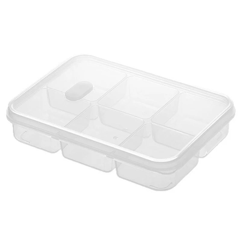 Load image into Gallery viewer, Refrigerator Storage Box 4/6 Grid Food Vegetable Fruit Storage Box Fridge Organizer Drain Basket Meat Onion Ginger Clear Crisper
