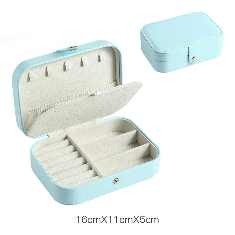 Load image into Gallery viewer, Portable Jewelry Box Jewelry Organizer Display Travel Jewelry Case Boxes Button Leather Storage Zipper Jewelers Joyero
