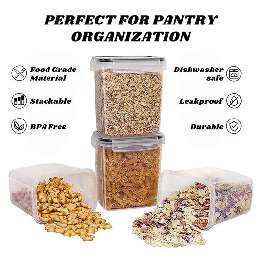 Food Storage Containers with Lids Stackable Treat Box Containers for Kitchen Pantry Organization Containers for Rice Dispenser