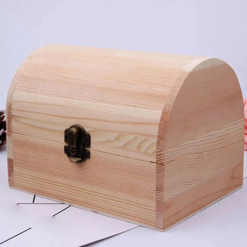Load image into Gallery viewer, Wooden Box Treasure Chest Box Jewelry Storage Organizer Unfinished Wood Box DIY Painting Craft Box Decorative Storage Box
