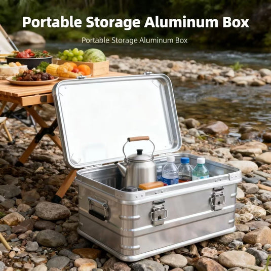 30L 50L 80L Aluminum Alloy Travel Storage Box Silver Storage Box for Camping Household Car Picnic Travel Camping Outdoor storage