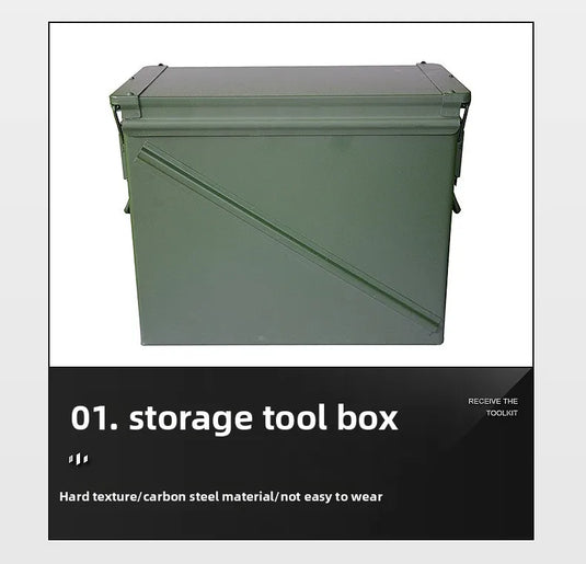 Metal bullet box, iron sheet storage box for hardware tools, small multi-functional protective portable ammunition empty box