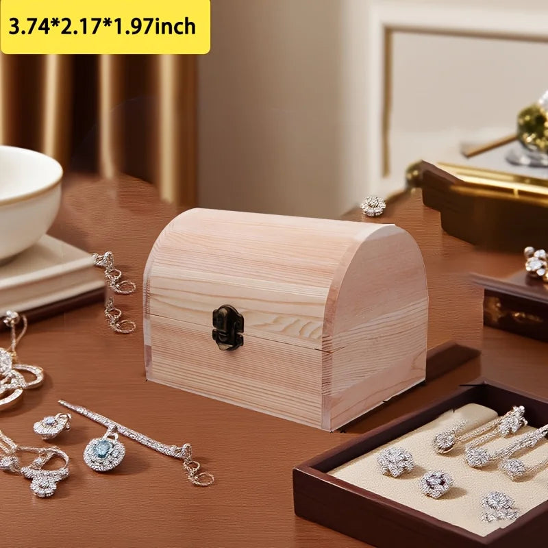 Load image into Gallery viewer, Wooden Box Treasure Chest Box Jewelry Storage Organizer Unfinished Wood Box DIY Painting Craft Box Decorative Storage Box

