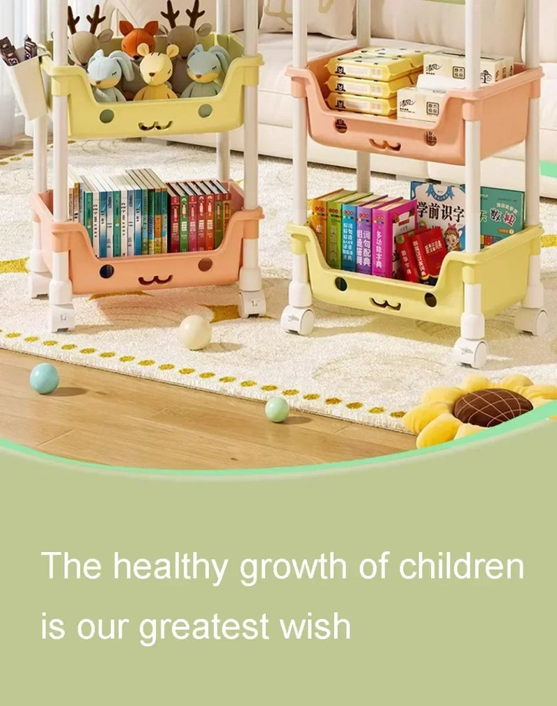 Load image into Gallery viewer, Toy Storage Cart Children's Toy Storage Rack and Shelf Rotating Bookshelf Household Mobile Handcart Living Room Storage Rack
