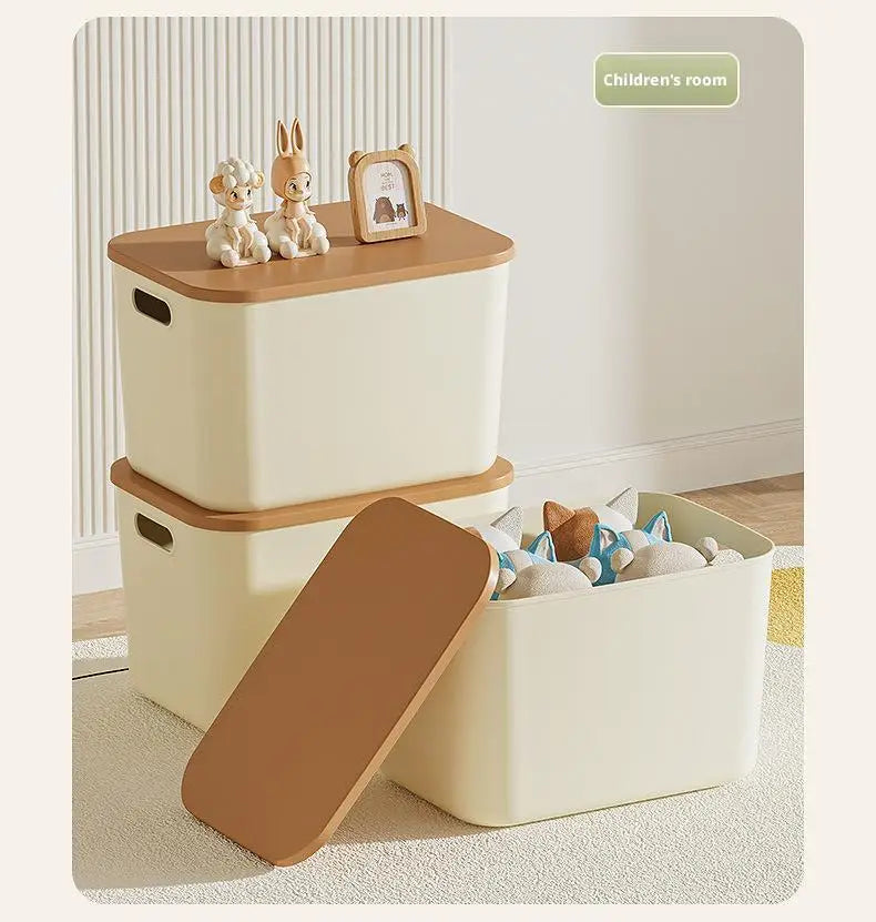 Load image into Gallery viewer, Toy Storage Box with Lid Desktop Plastic Snacks Cosmetics Organizer Basket Dormitory Wardrobe Sundry Pants Clothes Storage Box
