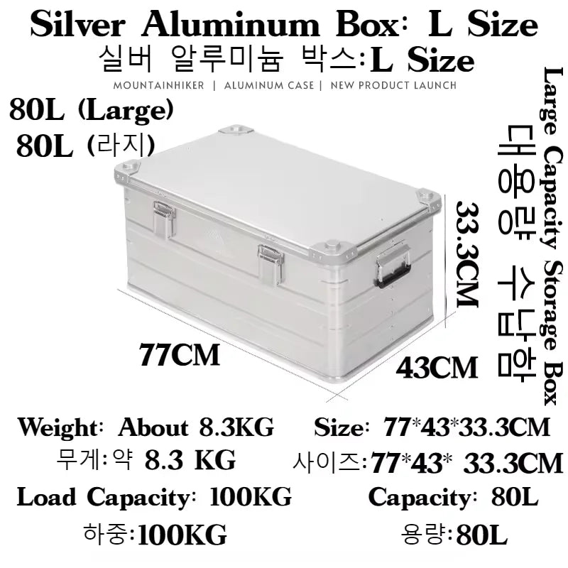 Load image into Gallery viewer, MOUNTAINHIKER Outdoor Storage Box Camping Picnic Travel Aluminum Alloy Large Capacity Box Silver Storage Bag 30-80L
