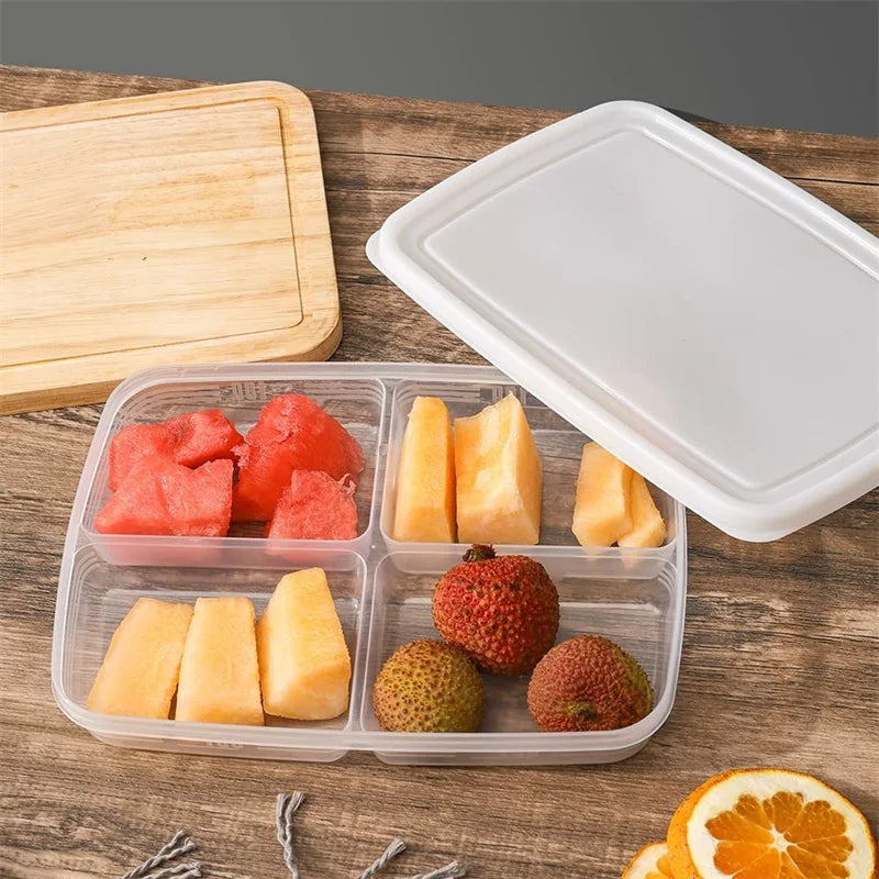 Load image into Gallery viewer, 1PCS 4 Grids Food Fruit Storage Box Portable Compartment Refrigerator Freezer Organizers Meat Onion Ginger Container Boxes

