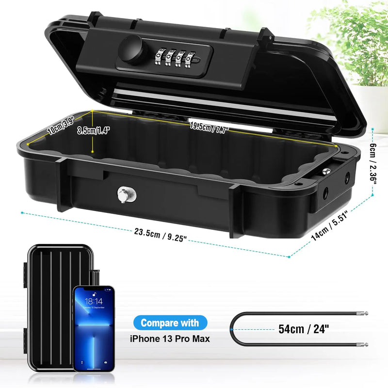 Load image into Gallery viewer, Portable Safe Box Waterproof Anti-Theft Beach Travel Safe Box Combination Security Lockbox with Removable Wire Rope Portable
