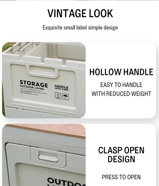 Outdoor Storage Box Camping Folding Box Camping Organizer Car Trunk Wooden Lid Industrial Air Storage Box