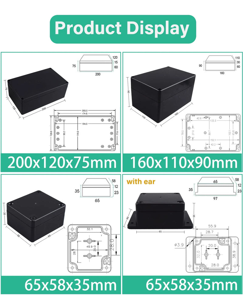 Load image into Gallery viewer, ABS Waterproof Box Housing Electronic Safe Case Plastic Boxes Black Wire Junction Box Plastic Organizer IP67 Waterproof Enclosur

