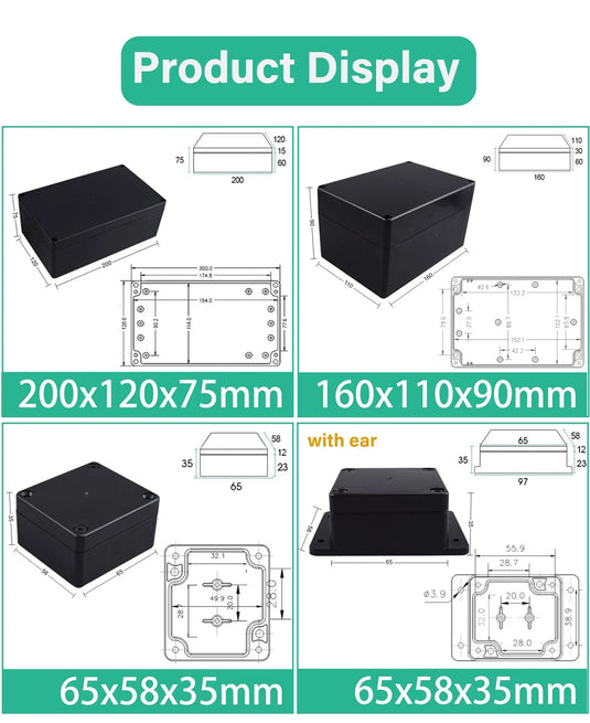 ABS Waterproof Box Housing Electronic Safe Case Plastic Boxes Black Wire Junction Box Plastic Organizer IP67 Waterproof Enclosur