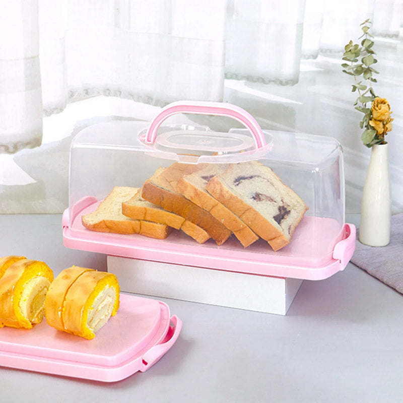 Load image into Gallery viewer, Rectangular Bread Box Food Storing Multifunction with Transparent Lid with Handle Bread Keeper for Graduation DIY Baking
