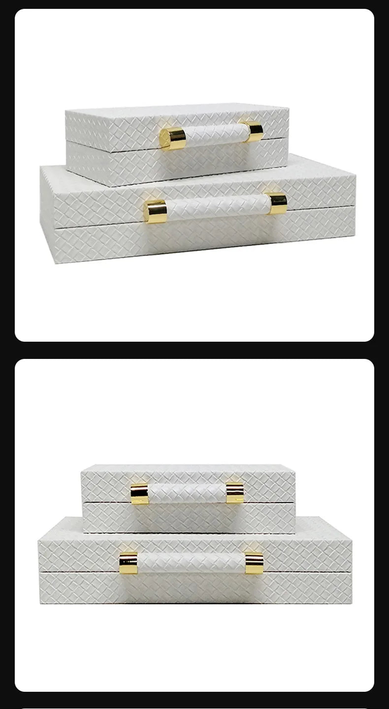 Load image into Gallery viewer, Leather Jewelry Box To Store European Style Wooden Frame Organizer Luxury Jewelry Box Empty No Grid Gift Boxes for Present
