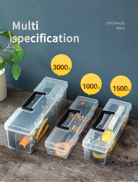 Transparent Handheld Toolbox Portable Large Capacity Thickened Plastic Hardware Tool Storage Box With Handle Tool Organizer Box
