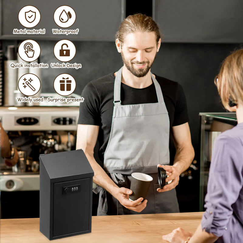 Load image into Gallery viewer, Metal Locking Mailbox Wall Mounted Hanging Mailbox Lockable Outdoor Mail Box for House Ballot Donation &amp; Collection Key Drop Box
