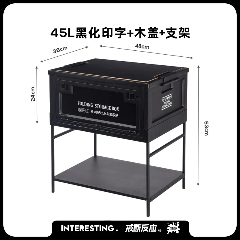 Load image into Gallery viewer, Black Outdoor Camping Box | Foldable Multi-Functional Storage Container | Industrial Style Gear Organizer for Car Trunk &amp; Campin
