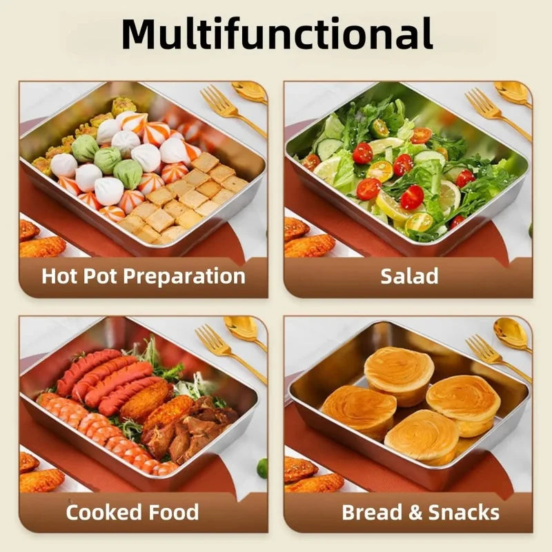 Load image into Gallery viewer, Stainless Steel Fresh-Keep Box Sealed Lunch Box with Lid Rectangle Food Container Fruit Refrigerator Storage Organizer Container
