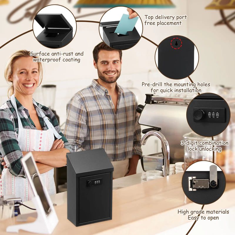 Load image into Gallery viewer, Metal Locking Mailbox Wall Mounted Hanging Mailbox Lockable Outdoor Mail Box for House Ballot Donation &amp; Collection Key Drop Box
