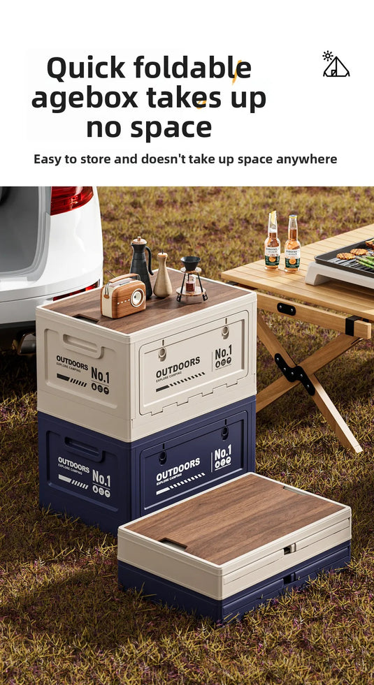 Foldable Storage Box for Camping Outdoor Large Capacity Side Opening Organizer for Car Home Toys Clothes