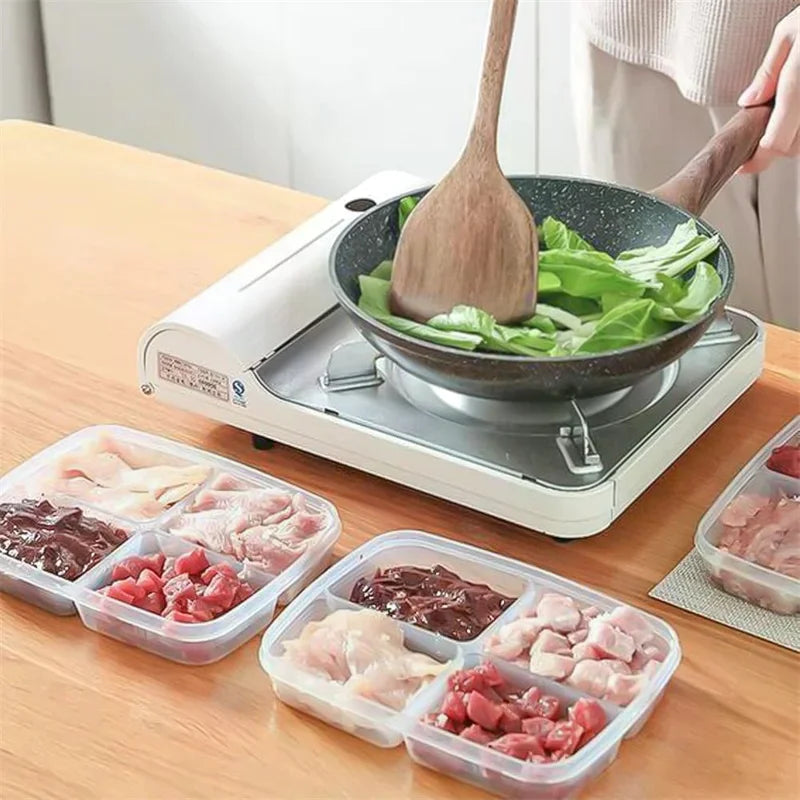 Load image into Gallery viewer, 1PCS 4 Grids Food Fruit Storage Box Portable Compartment Refrigerator Freezer Organizers Meat Onion Ginger Container Boxes
