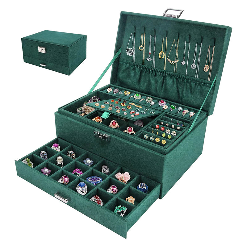 Load image into Gallery viewer, Jewelry Box for Women 3 Layers Large Jewelry Organizer with velvet Travel Jewelry Storage Organizer for Earring Ring Necklace
