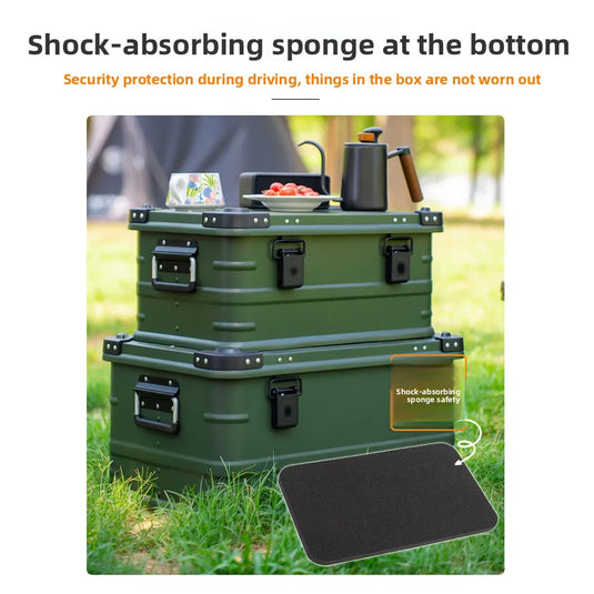 DOTWISE Outdoor Storage Box Camping Picnic Travel Aluminum Alloy Car Organizer Large Capacity Box Amry Green Storage Bag