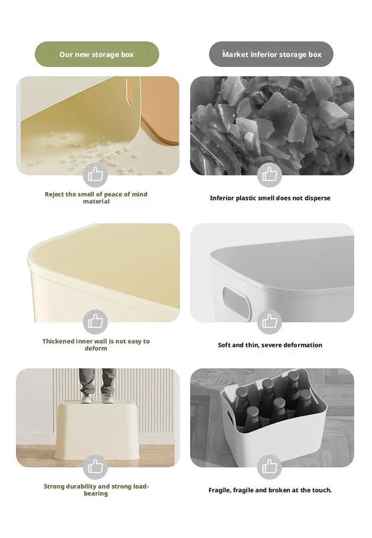 Toy Storage Box with Lid Desktop Plastic Snacks Cosmetics Organizer Basket Dormitory Wardrobe Sundry Pants Clothes Storage Box