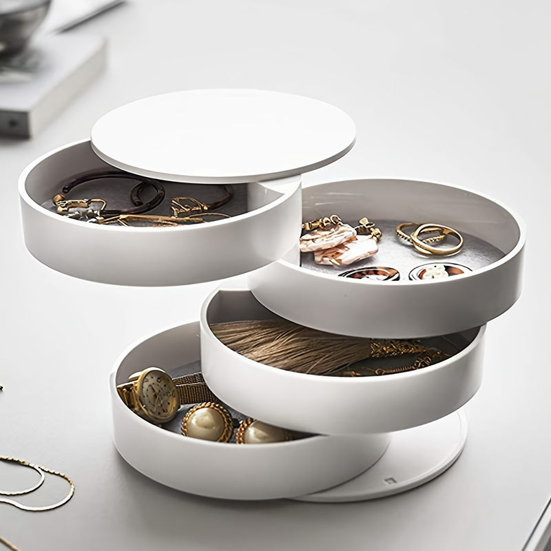 Load image into Gallery viewer, Rotating Multi-layer Desktop Storage Box Hair Accessories Jewelry Makeup BoxNWith Lid Dustproof Jewelry Box Jewelry Storage Box
