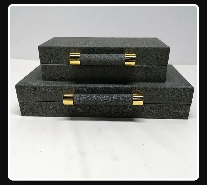 Load image into Gallery viewer, Leather Jewelry Box To Store European Style Wooden Frame Organizer Luxury Jewelry Box Empty No Grid Gift Boxes for Present
