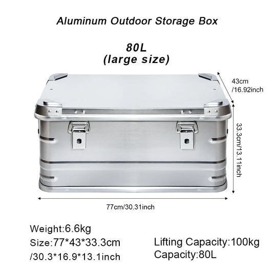 DOTWISE Outdoor Storage Box 30-80L Large Capacity Aluminum Alloy Box For Camping Picnics Travel Home Storage Organization