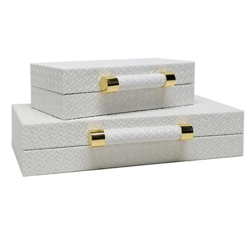 Load image into Gallery viewer, Leather Jewelry Box To Store European Style Wooden Frame Organizer Luxury Jewelry Box Empty No Grid Gift Boxes for Present

