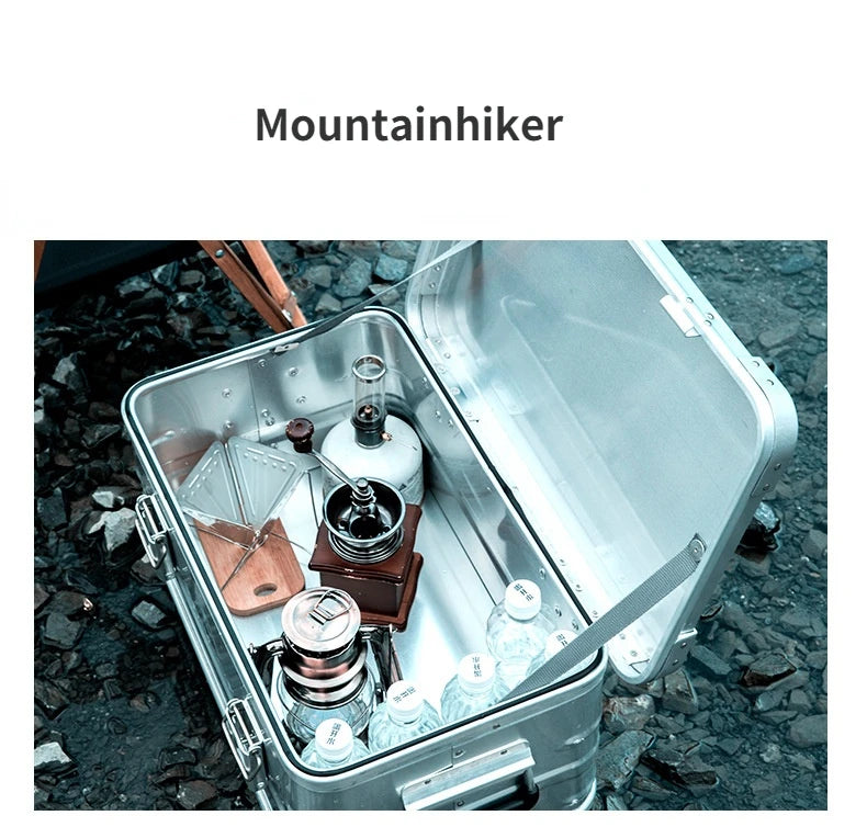 Load image into Gallery viewer, MOUNTAINHIKER Outdoor Storage Box Camping Picnic Travel Aluminum Alloy Large Capacity Box Silver Storage Bag 30-80L
