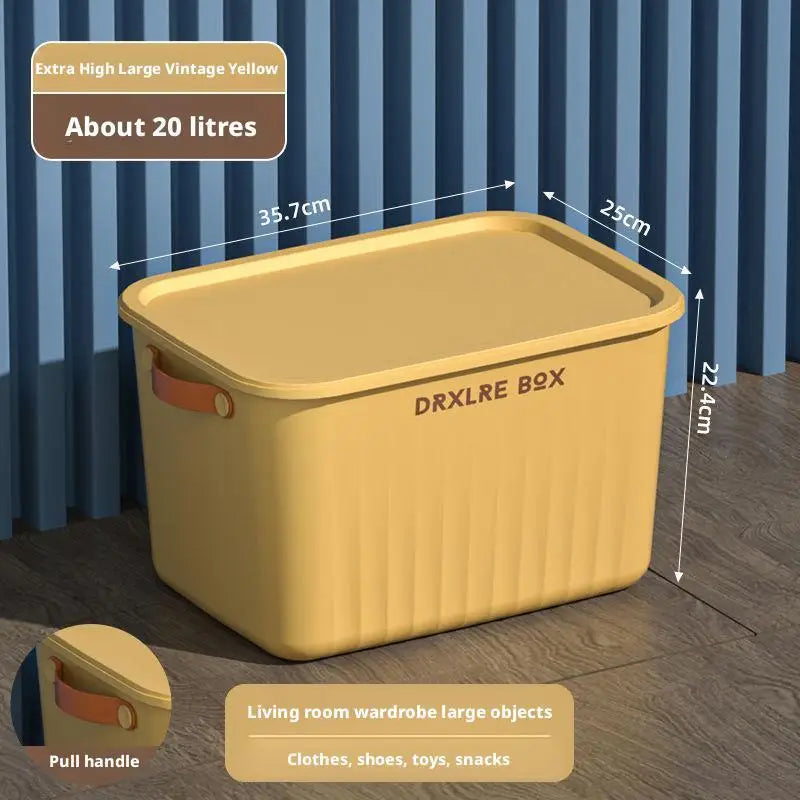 Load image into Gallery viewer, Toy Storage Box with Lid Desktop Plastic Snacks Cosmetics Organizer Basket Dormitory Wardrobe Sundry Pants Clothes Storage Box
