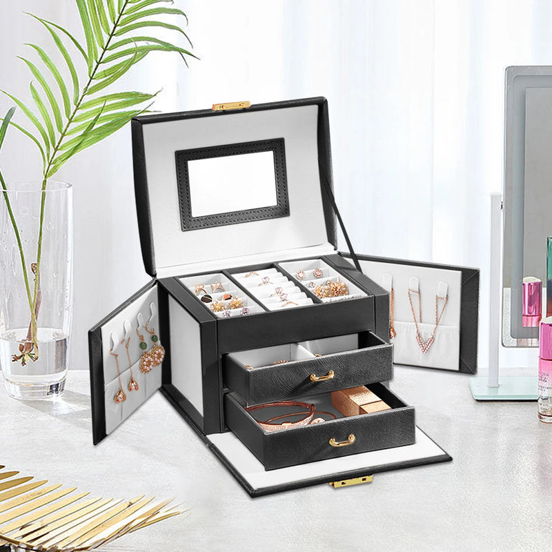 Load image into Gallery viewer, Jewelry Box for Women 3 Layers Large Jewelry Organizer with velvet Travel Jewelry Storage Organizer for Earring Ring Necklace
