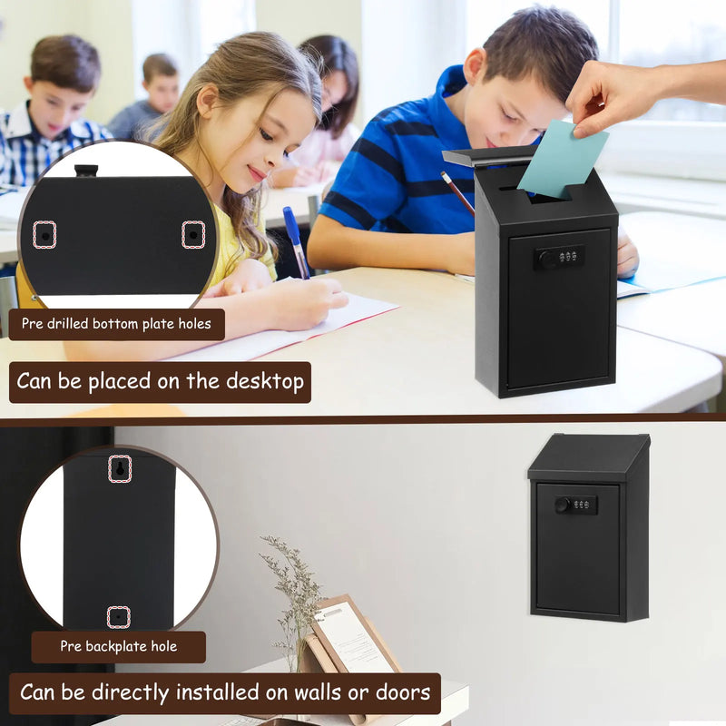 Load image into Gallery viewer, Metal Locking Mailbox Wall Mounted Hanging Mailbox Lockable Outdoor Mail Box for House Ballot Donation &amp; Collection Key Drop Box
