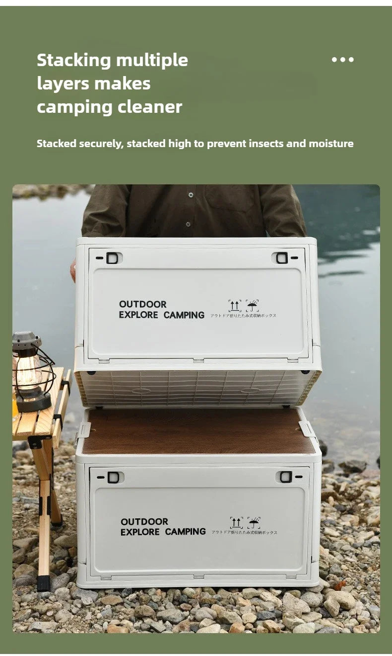 Load image into Gallery viewer, Folding outdoor picnic camping box, wooden-lid storage box, household storage luggage and organization box, car-mounted carrying
