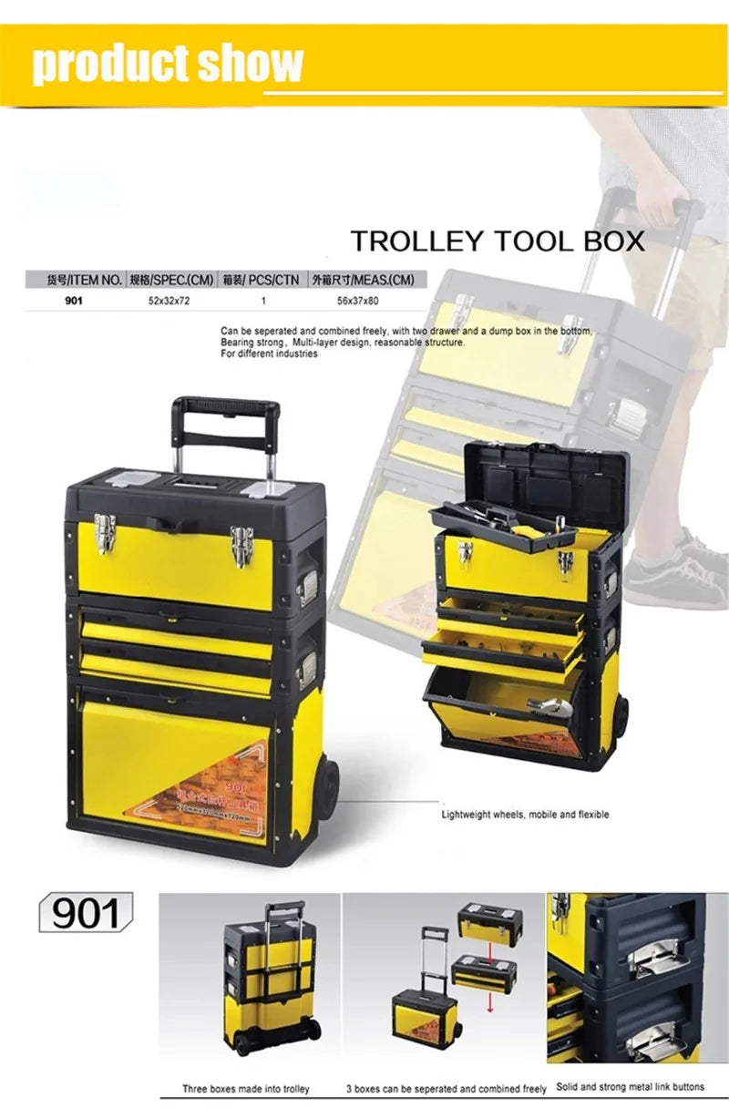 Load image into Gallery viewer, Tool Box Storage Professional Big Metal Removable Three-layers Alloy Tool Box Workshop Storage Hardware Electrician Product
