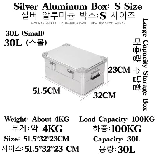 30-80L Outdoor Storage Box Camping Picnic Travel Aluminum Alloy Large Capacity Box Accessories Storage Bag Hiking Accessories