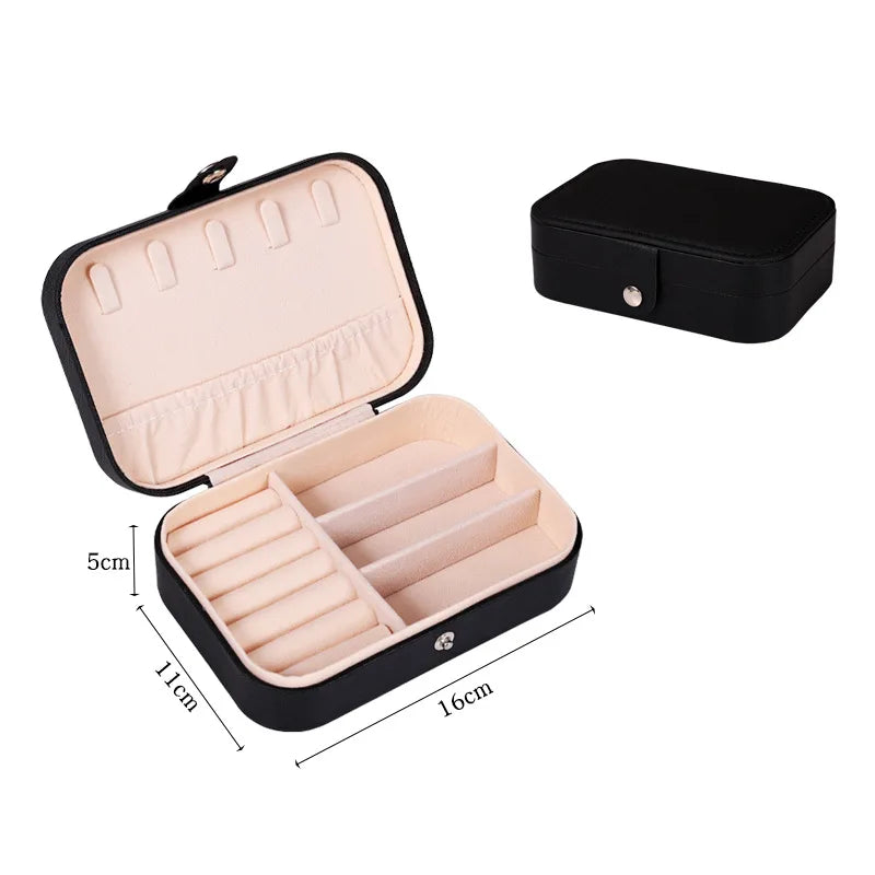Load image into Gallery viewer, Portable Jewelry Box Jewelry Organizer Display Travel Jewelry Case Boxes Button Leather Storage Zipper Jewelers Joyero
