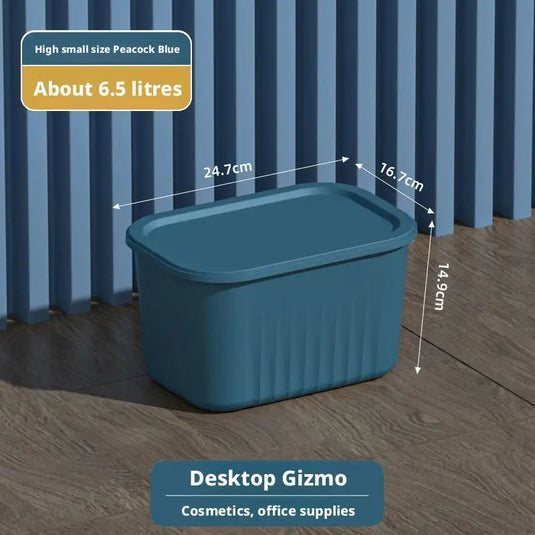 Toy Storage Box with Lid Desktop Plastic Snacks Cosmetics Organizer Basket Dormitory Wardrobe Sundry Pants Clothes Storage Box