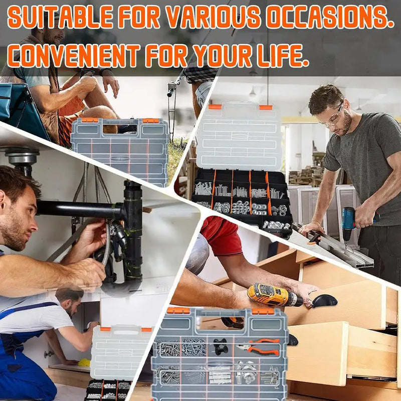 Load image into Gallery viewer, Handheld Tool Box Organizer Sets  Compartment Small Parts Boxes Large Capacity Thickened Plastic Hardware Tool Storage Box
