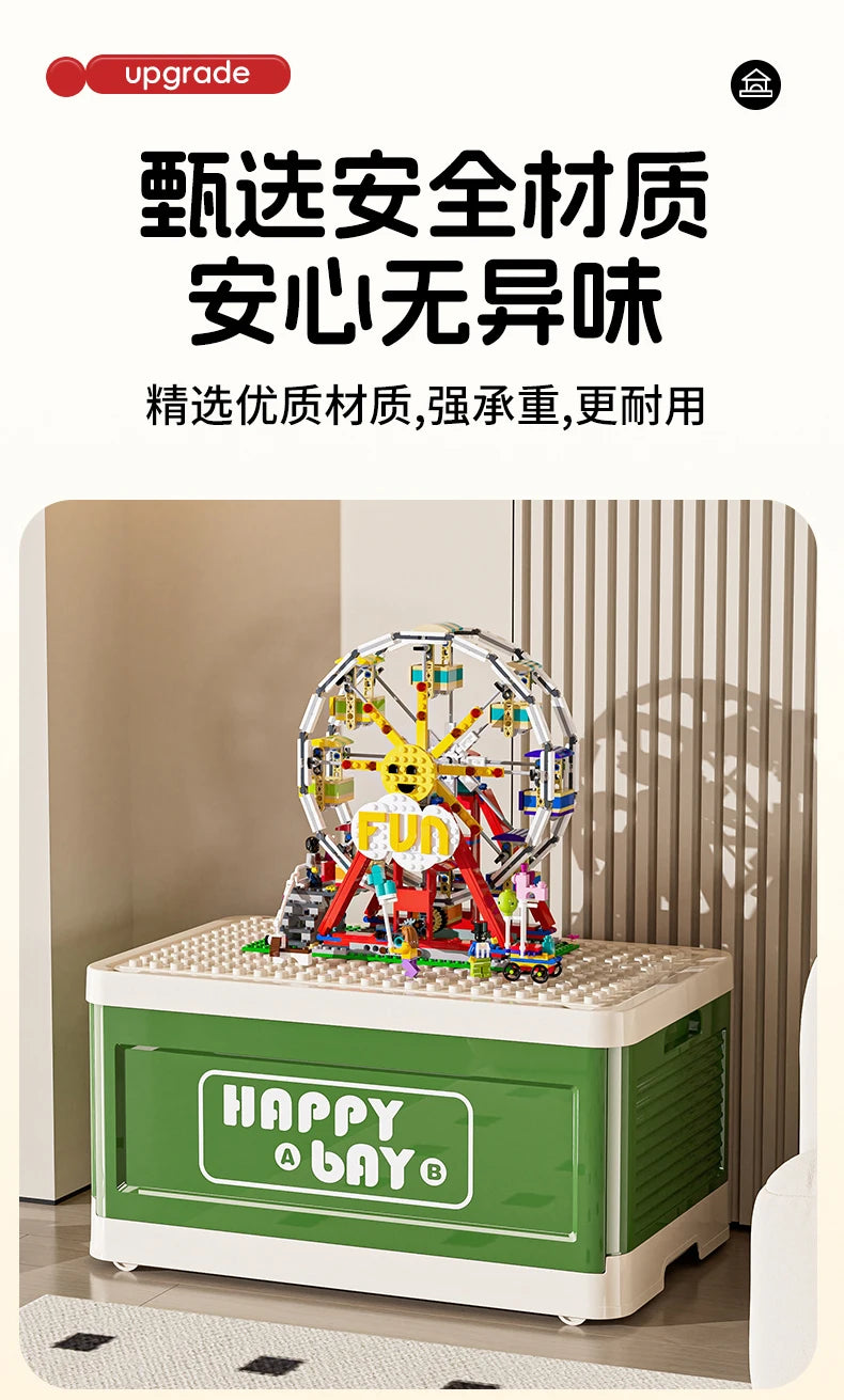 Load image into Gallery viewer, Foldable Toys Storage Box Building Block Organizer Box with Lid Movable Trolley Large Stackable Clothes Snack Storage Boxes
