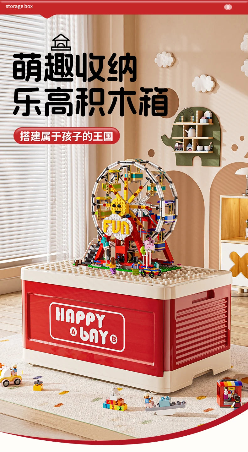 Load image into Gallery viewer, Foldable Toys Storage Box Building Block Organizer Box with Lid Movable Trolley Large Stackable Clothes Snack Storage Boxes
