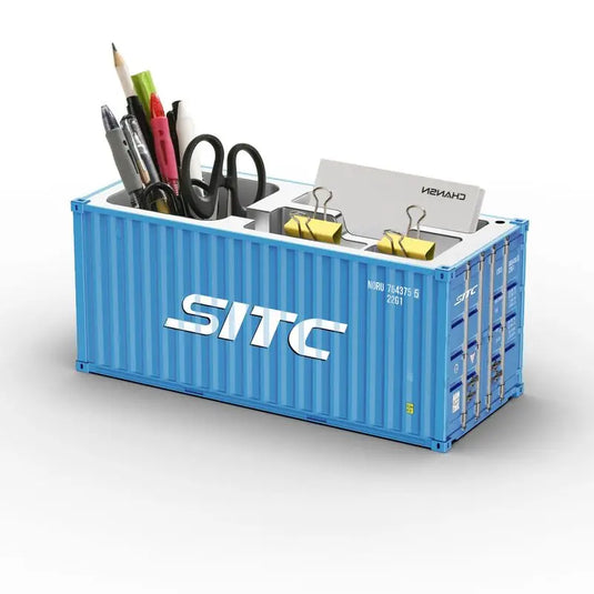 Miniature Realistic Shipping Container Model Simple Multifunctional Office Desktop Pen Holder Storage Box Home Decor Craft
