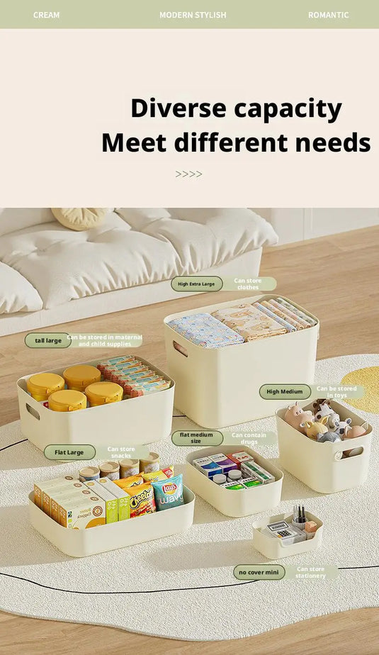 Toy Storage Box with Lid Desktop Plastic Snacks Cosmetics Organizer Basket Dormitory Wardrobe Sundry Pants Clothes Storage Box