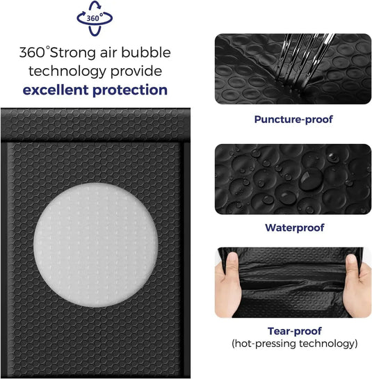 100 Pcs Bubble Mailers Bubble Padded Mailing Envelopes Mailer Poly for Packaging Shipping Bag Black Business Supplies