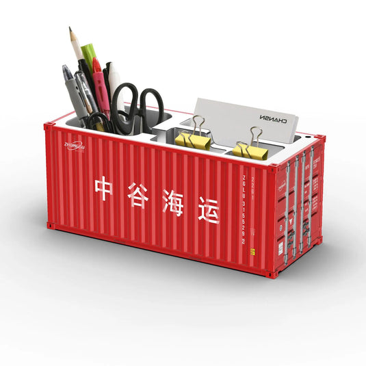 Miniature Realistic Shipping Container Model Simple Multifunctional Office Desktop Pen Holder Storage Box Home Decor Craft