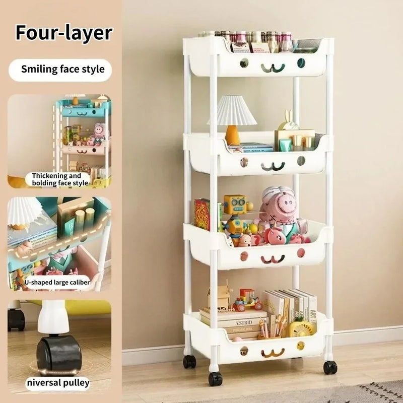 Load image into Gallery viewer, Toy Storage Cart Children's Toy Storage Rack and Shelf Rotating Bookshelf Household Mobile Handcart Living Room Storage Rack

