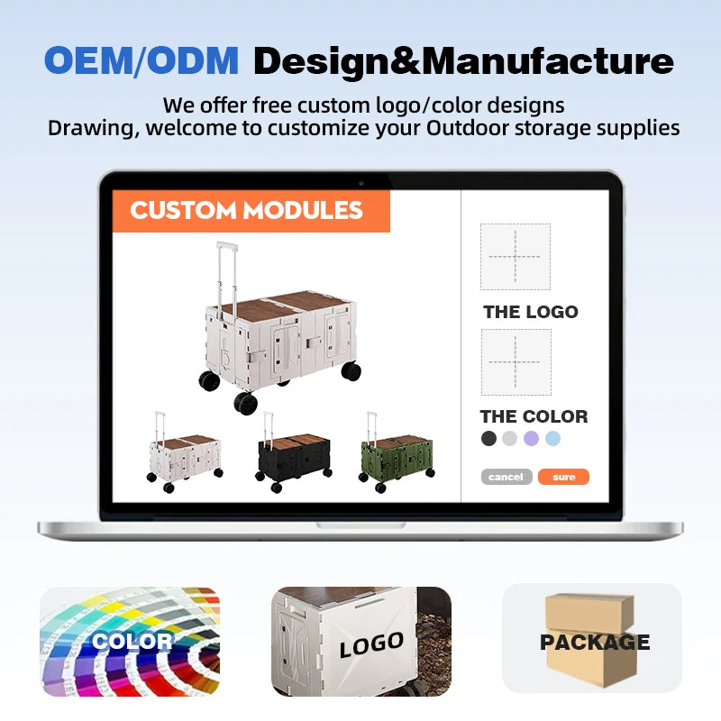 Load image into Gallery viewer, Collapsible Camping Storage Cart Camping Equipment Versatile Outdoor Folding Storage Box With Cutting Board And Wheels
