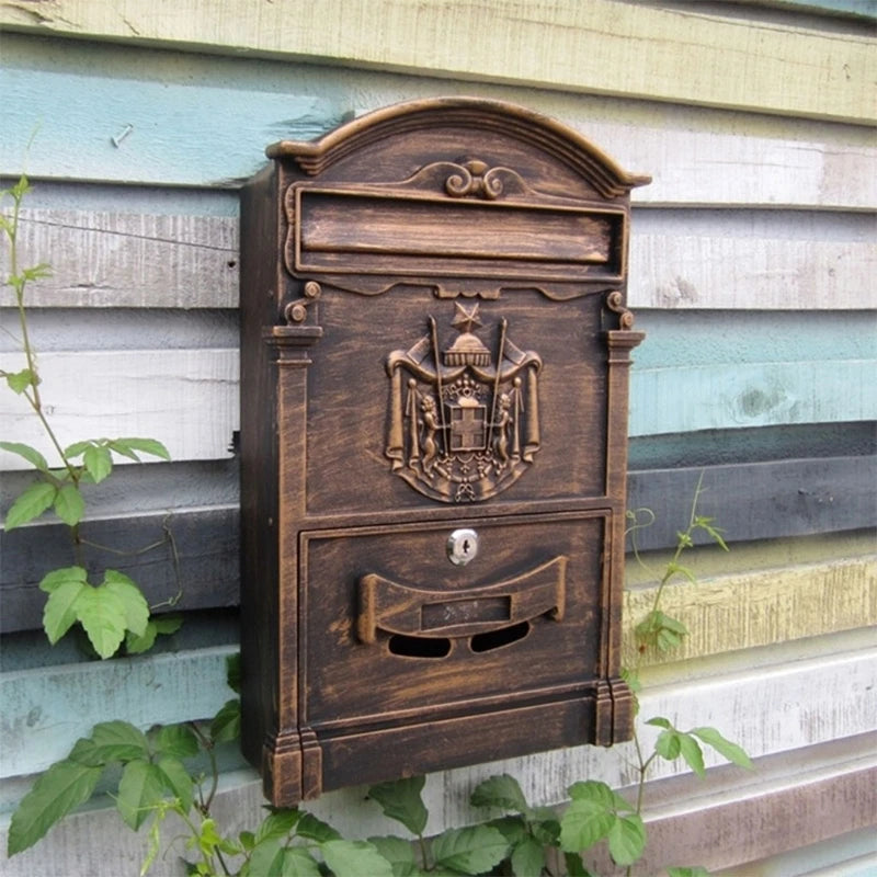 Load image into Gallery viewer, European-Style Villa Letterbox Outdoor Waterproof Mailbox Wall Mount Postbox Retro Suggestion Box with for Key Lock for
